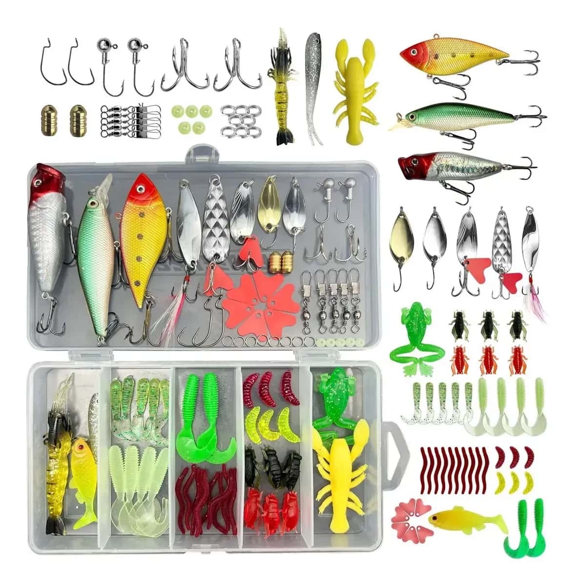 Kit Isca Artificial 78 Unidades para Pescaria de Tucunaré e Traíra - Variedade Completa