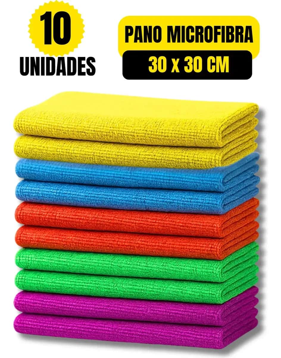 10 Flanela Pano Microfibra Limpa Carro Vidro Pia Multiuso Cores Sortidas Home Safe