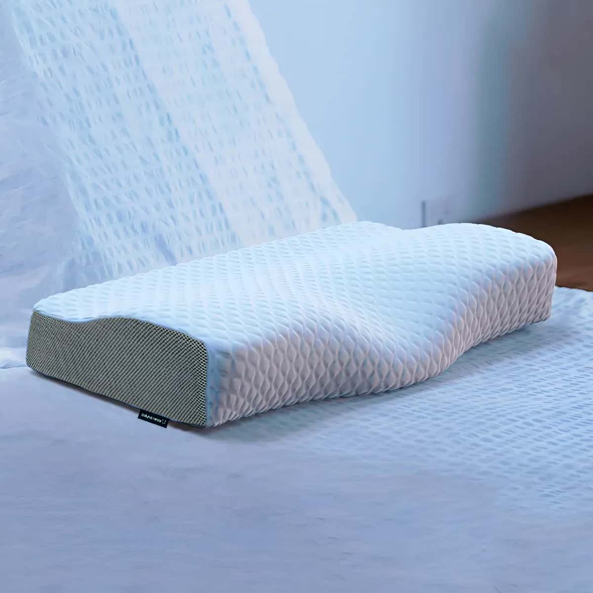 Travesseiro Cervical Nasa Coluna Relax Carvão Ativado Cor Branco e Cinza