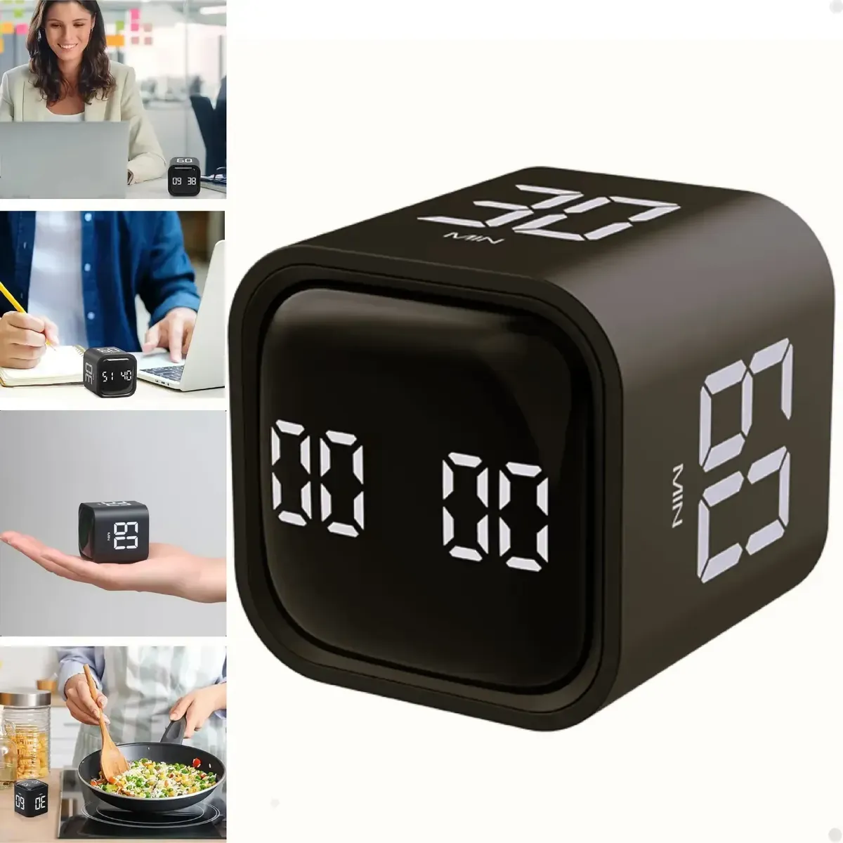 Timer Temporizador Digital Pomodoro Cubo Rotação para Estudo