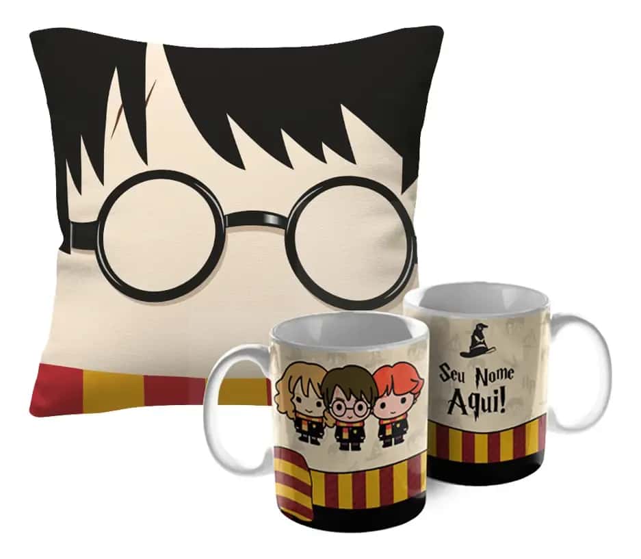 Kit Harry Potter com Seu Nome - Presente Aniversário Natal