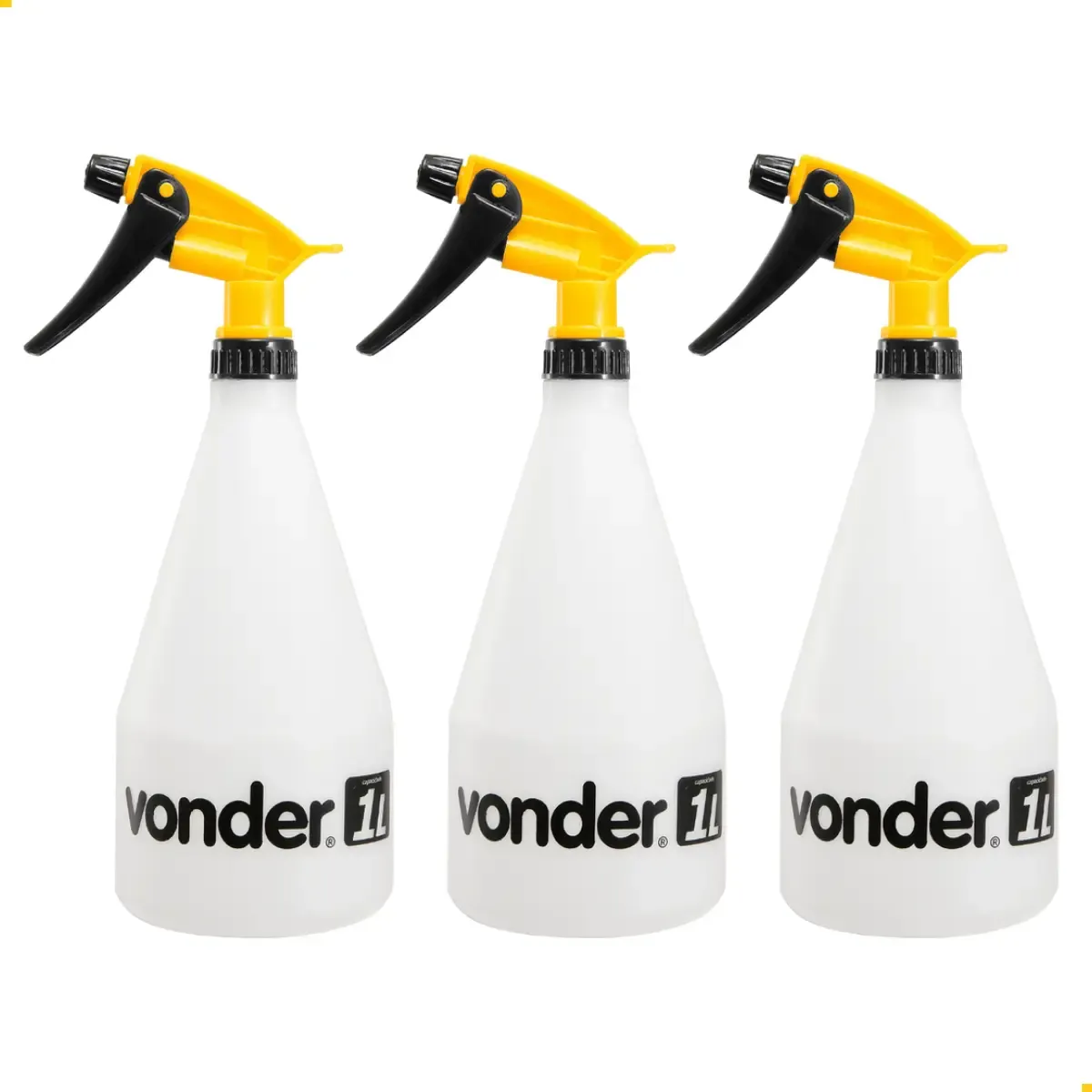 Kit com 3 Borrifadores Manuais de 1 Litro para Jardim, Limpeza e Plantas Vonder