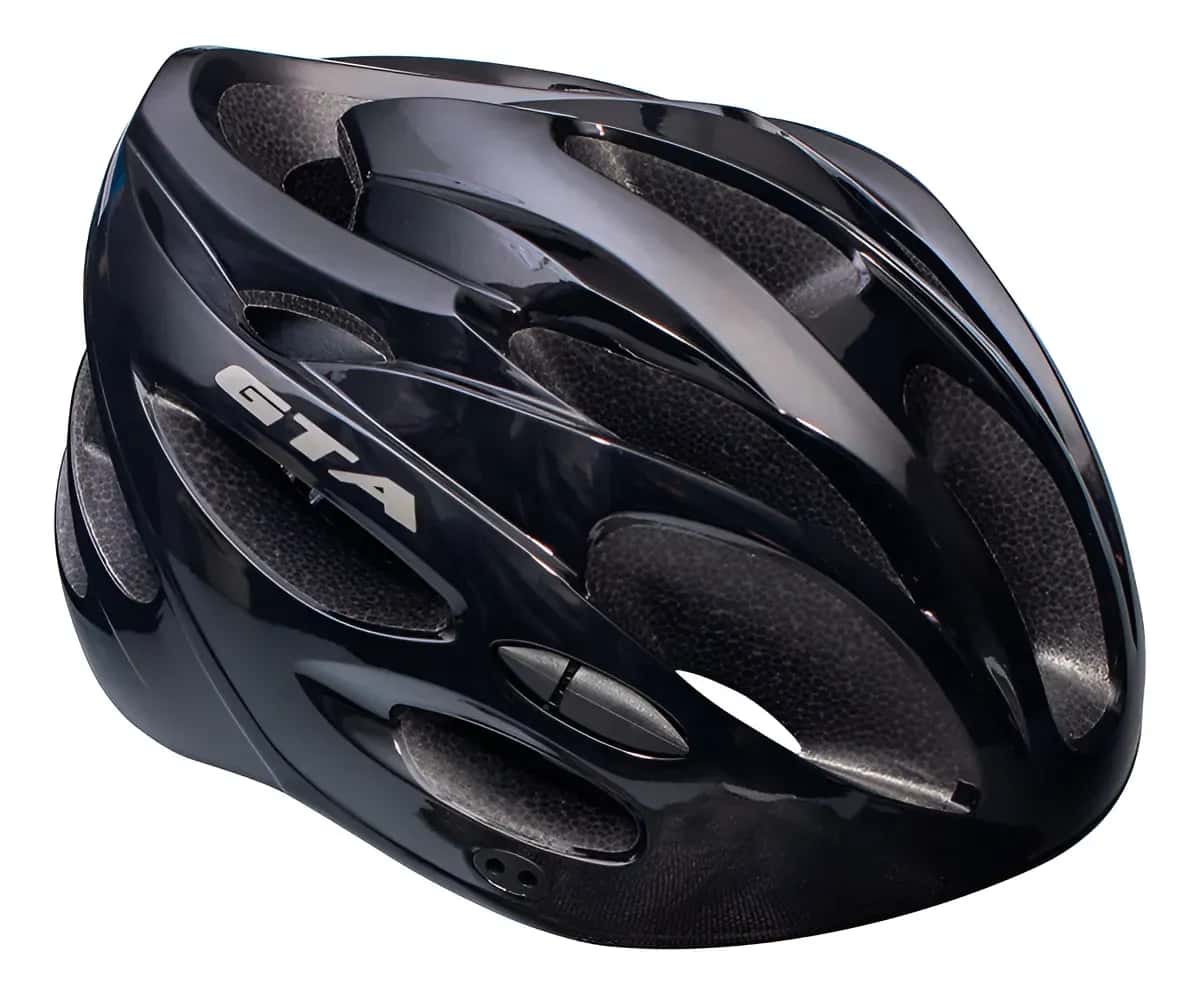 Capacete Bike GTA Inmold Start Preto com LED Pisca Luz Noturna Tamanho 54-58