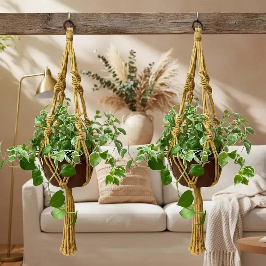Kit 02 Macramê para Plantas 90cm Suporte Suspenso Decorativo