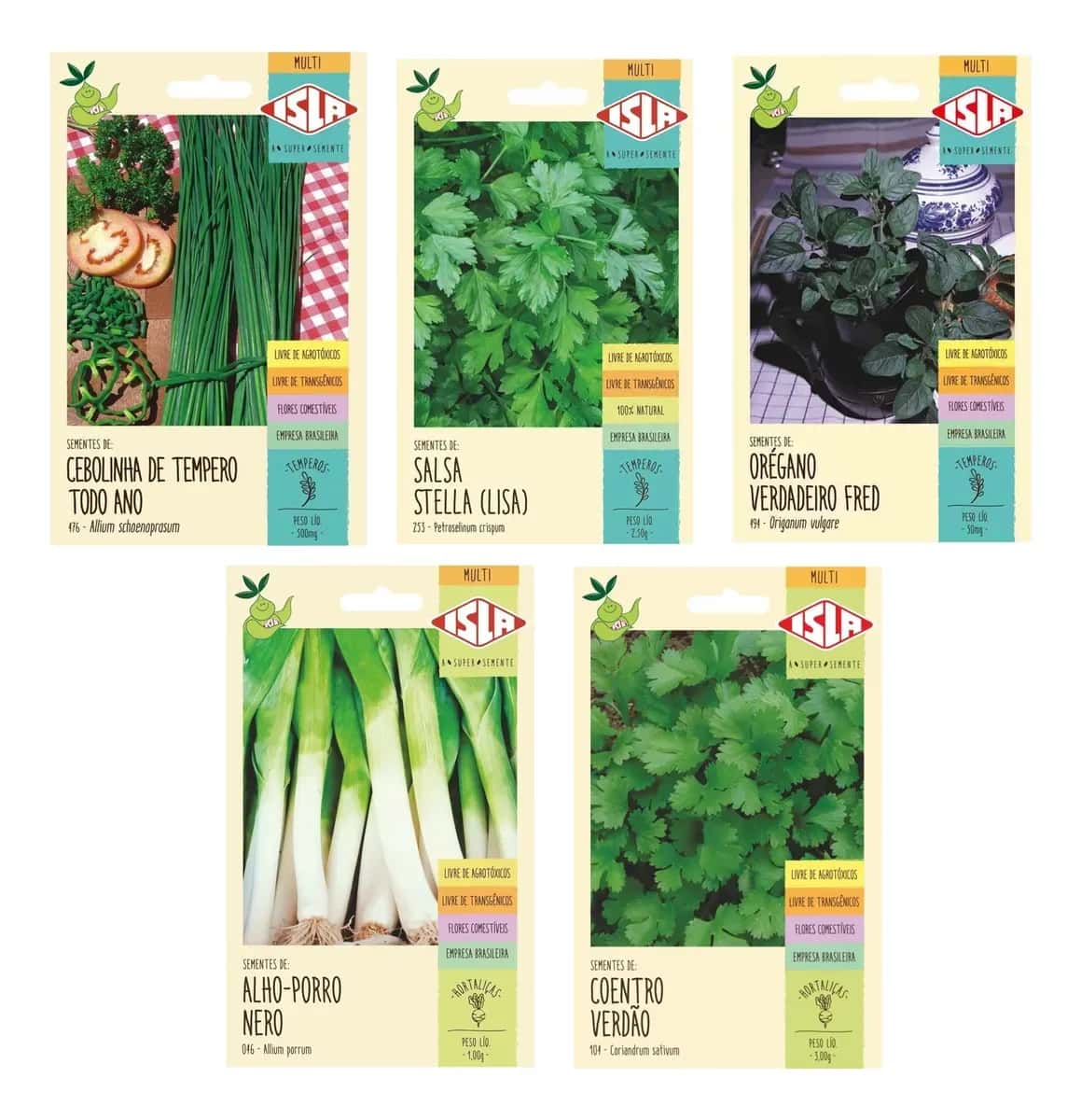 Kit Semente Isla Minha Horta com 5 Temperos para Cultivo em Casa