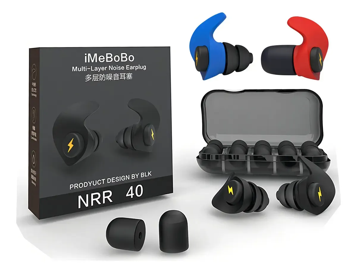 Protetor Auricular Imebobo Silicone Preto para Dormir, Estudar, Natação e Contra Ronco