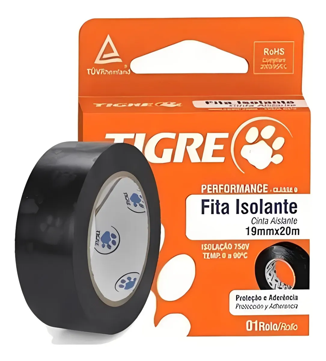 Fita Isolante Preta Tigre Performance Classe B 19mmx20mts Anti Chamas Original Uso Profissional