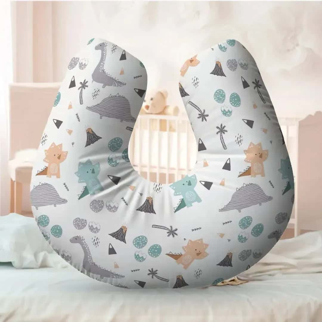 Almofada de Amamentação para Bebê Travesseiro de Apoio Ergonômico Confortável Super Macio Dinossauro Verde