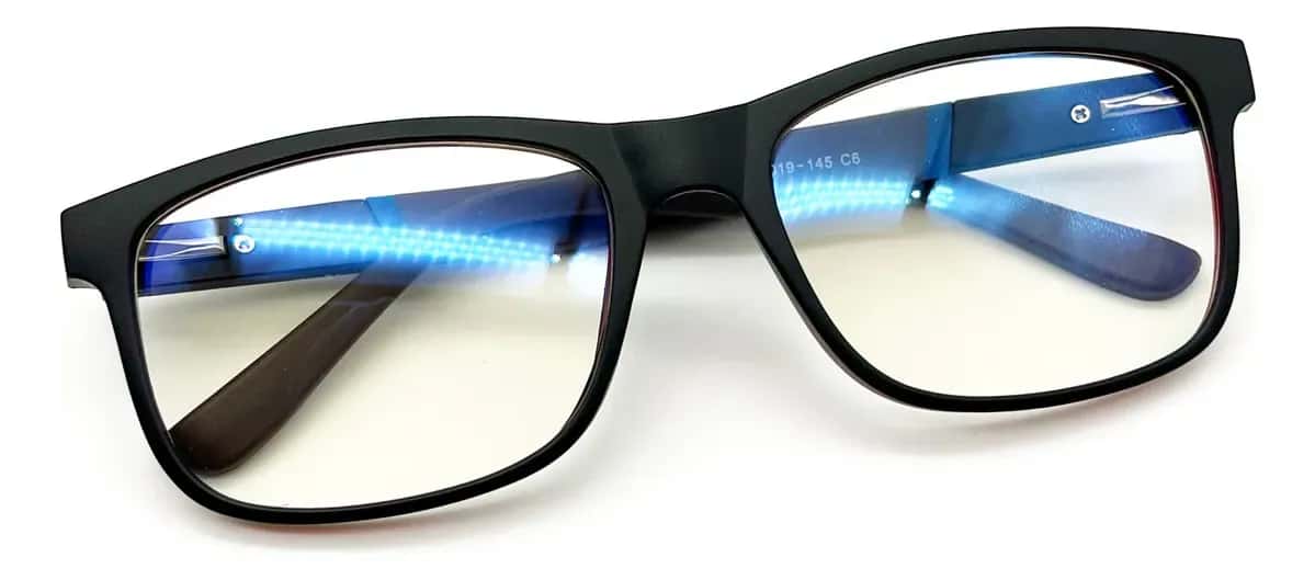 Óculos Blue Ray Blocker Gamer Leitura Descanso Telas Cor Vinho e Preto Tamanho L Lentes Sem Grau Removíveis