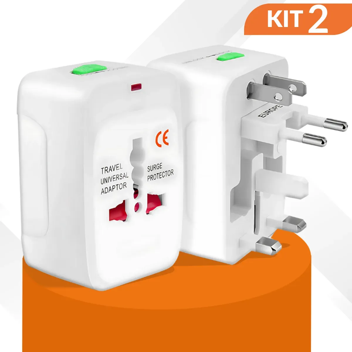 Kit 2 Adaptadores Tomada Universal para Viagem Internacional Compatível em 150 Países Parosflux