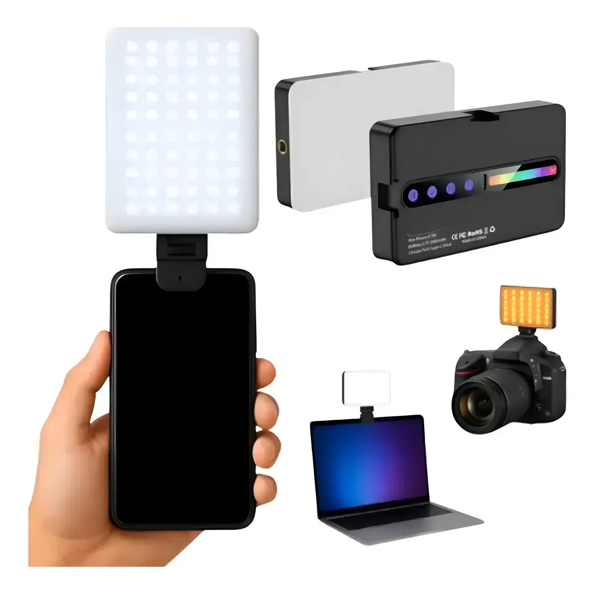 Luz de Preenchimento RGB Portátil para Celular e Câmera Universal Preto