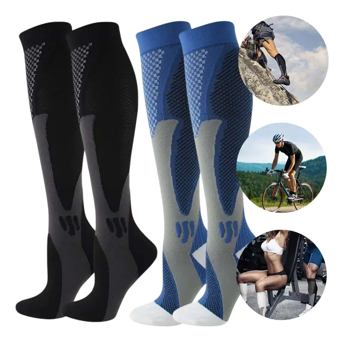 Kit 2 Pares Meia Compressão Esportiva Cano Alto 34 Corrida