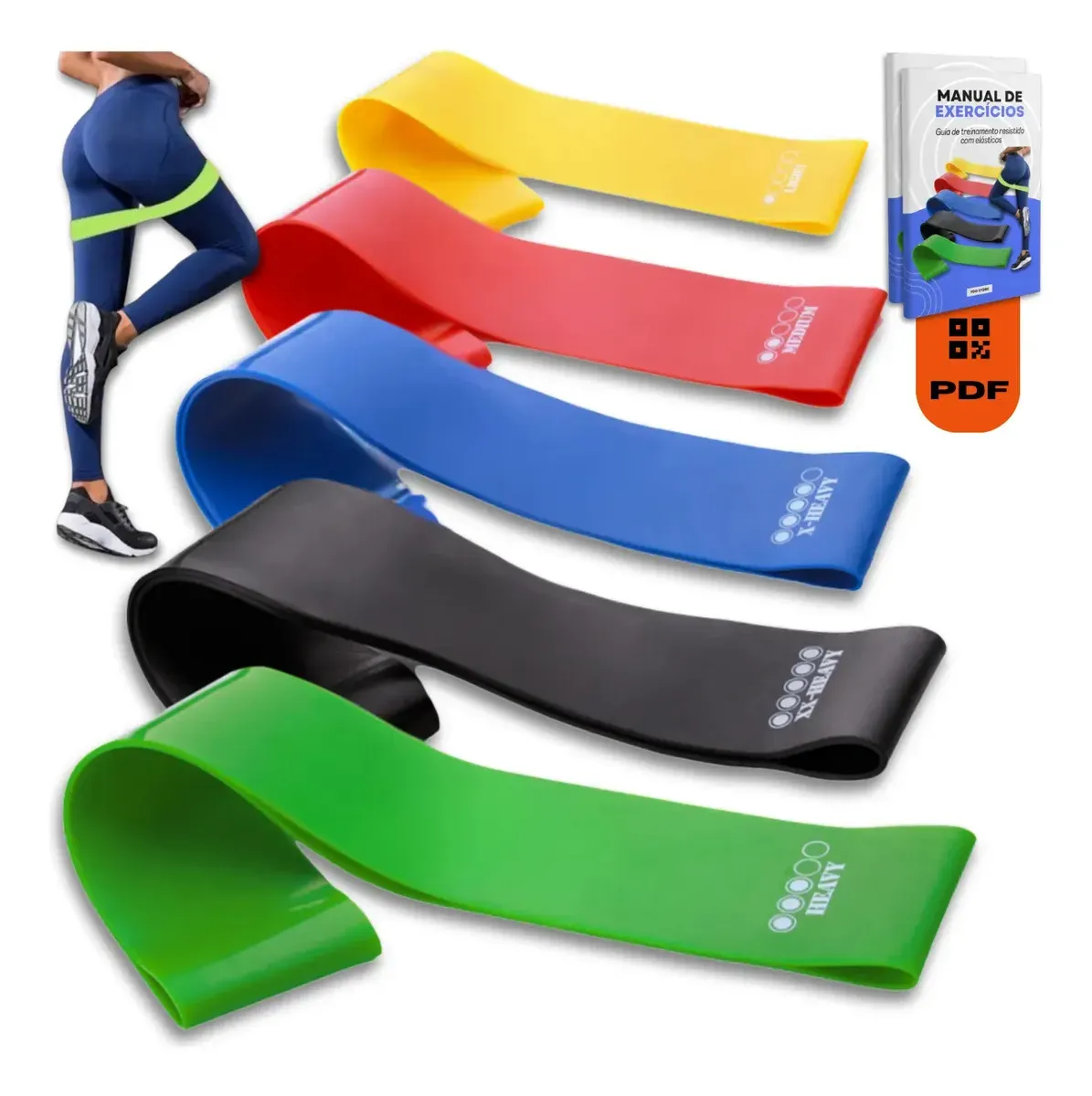 Kit 5 Faixa Elástica Super Mini Band Extensor Elástico para Treino Resistência Funcional Academia Banda Extra Forte de Treinamento Thera Fisioterapia Original PDO Store