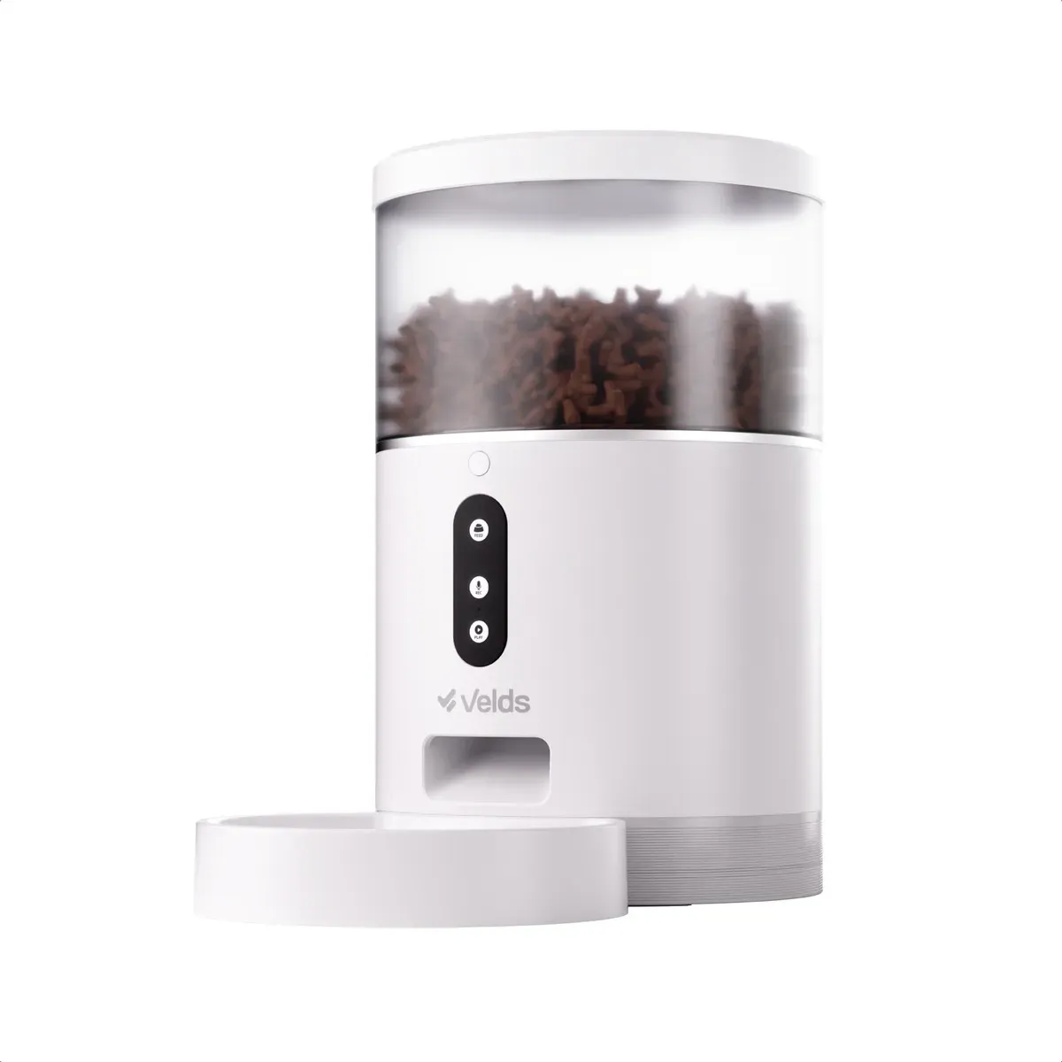 Comedouro Automático Raco Gatos e Cães Velds com App e Programação Alimentador Smart 4L Branco