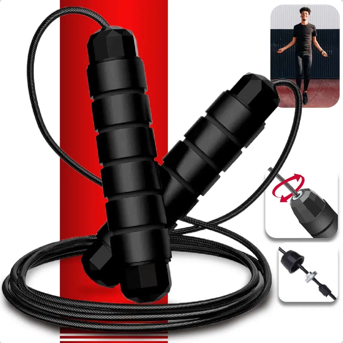Corda de Pular Cross Speed Rope Rolamento Profissional Fit Homeroarte