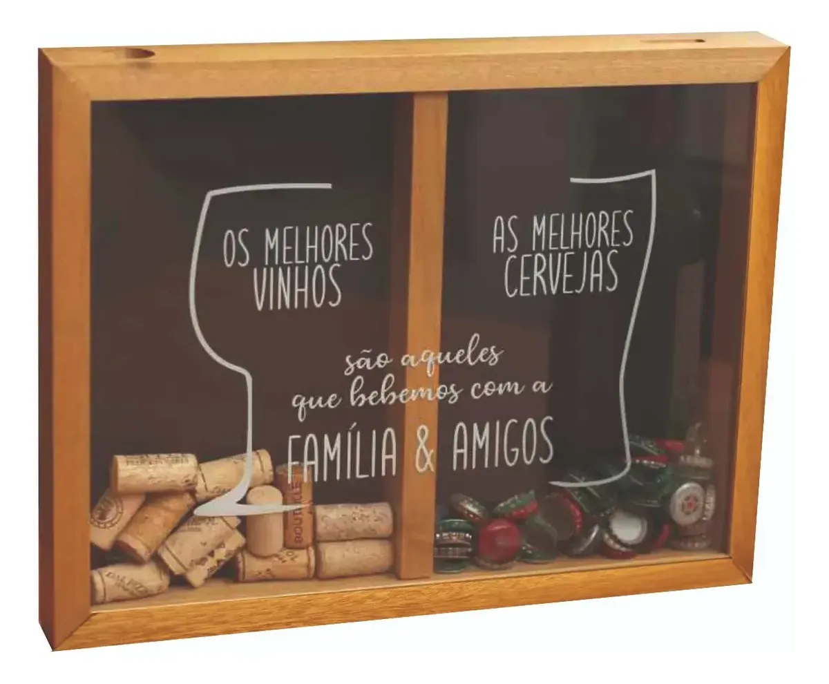 Quadro Porta Rolhas e Tampinhas Vinho e Cerveja Grande