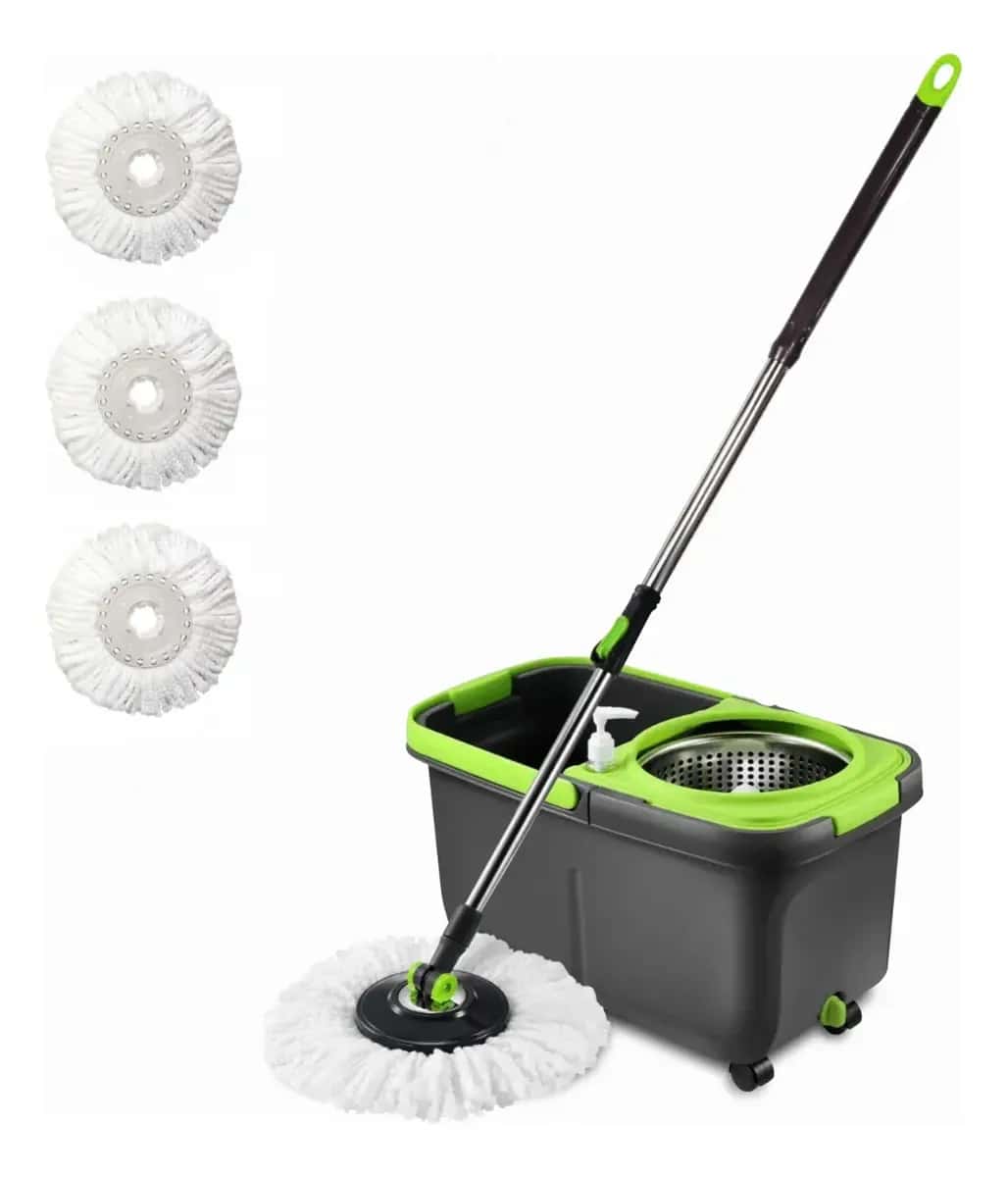 Mop Giratório 16 Litros com Cesto Inox e Cabo 1,52m Flytex + 3 Refis
