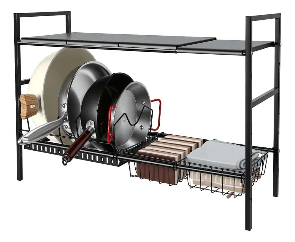 Prateleira Organizador Ajustável para Espaço Abaixo da Pia de Cozinha