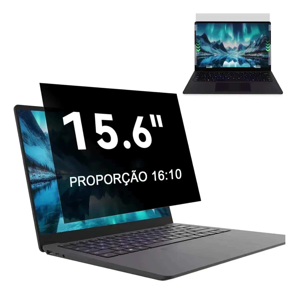 Película de Privacidade Antirreflexo Notebook 15.6" 16:10 Protetor de Tela Ultra HD 21,0 x 33,5 cm Filtro Luz Azul Proteção Ocular Anti Espião Laptop Alta Transparência