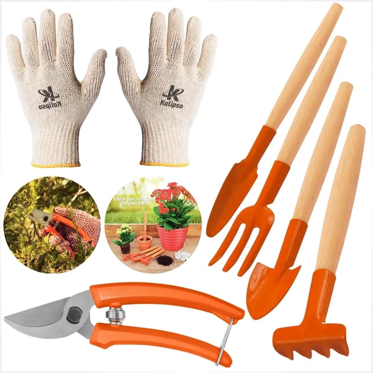 Conjunto Jardinagem Tramontina 5 Peças para Pequenos Vasos + Luva