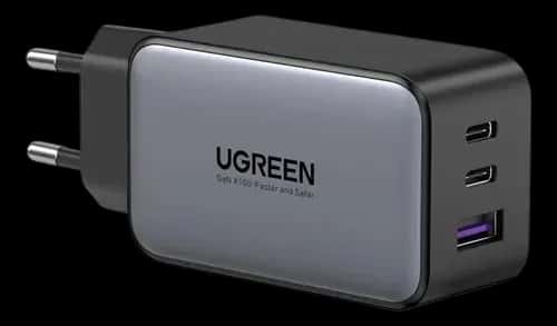 Carregador Turbo Ugreen 65w Gan 3 Portas Cor Preto