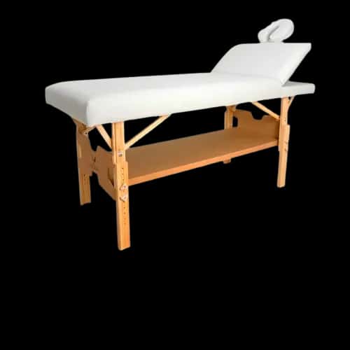 Maca Mesa Fixa Reclinável 3 Posições Madeira Reforçada Largura Extra 82cm Bali Spa Massagem Regulagem de Altura Estética Luxo Cor Branco