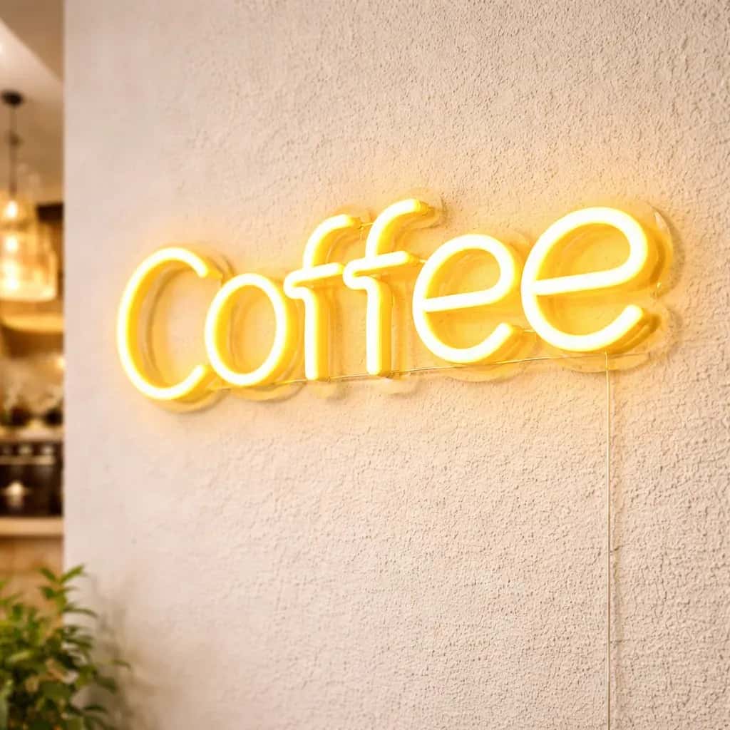 Painel Neon LED Coffee para Decoração de Cafeteria e Cantinho do Café