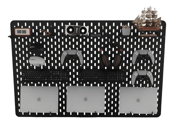 Pegboard G Premium Mdf Setup Gamer Home Office Branco Preto