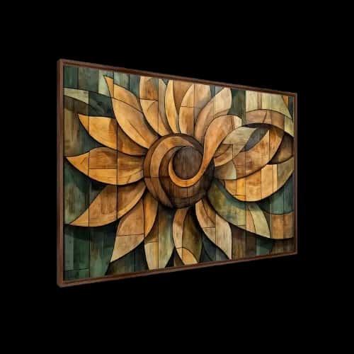 Quadro Abstrato Grande Mandala De Girassol Ancestral Madeira | Mercado Livre